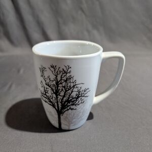 Corelle TIMBER SHADOWS 12 oz Porcelain Coffee Mug Black Grey Leafless Branches
